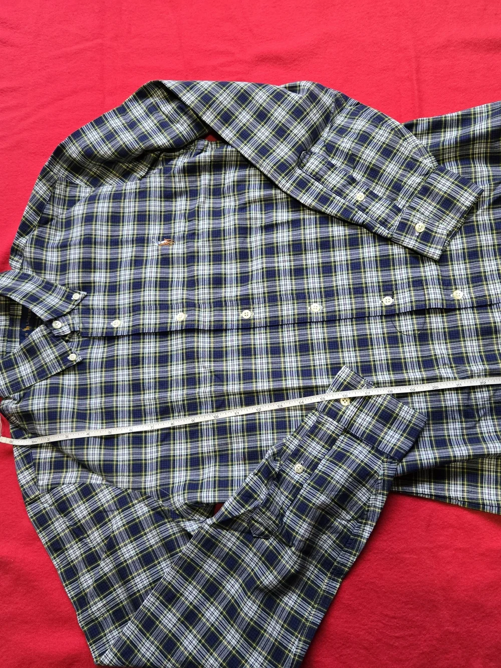 Polo by Ralph Lauren Navy & Green Plaid Button-Down Shirt Small Classic Fit